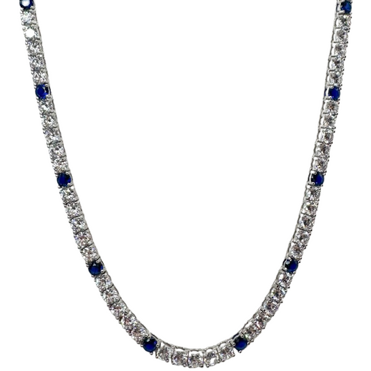 Mens Multi Saphire Tennis Necklace