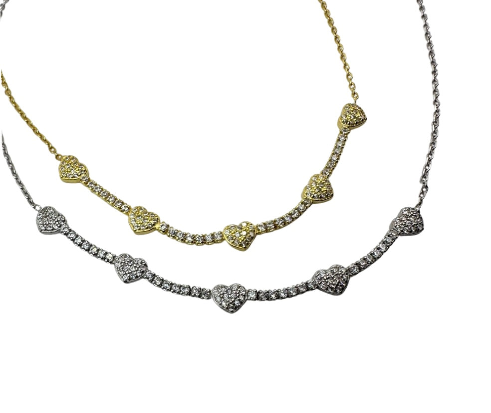 Hearts Pave Necklace