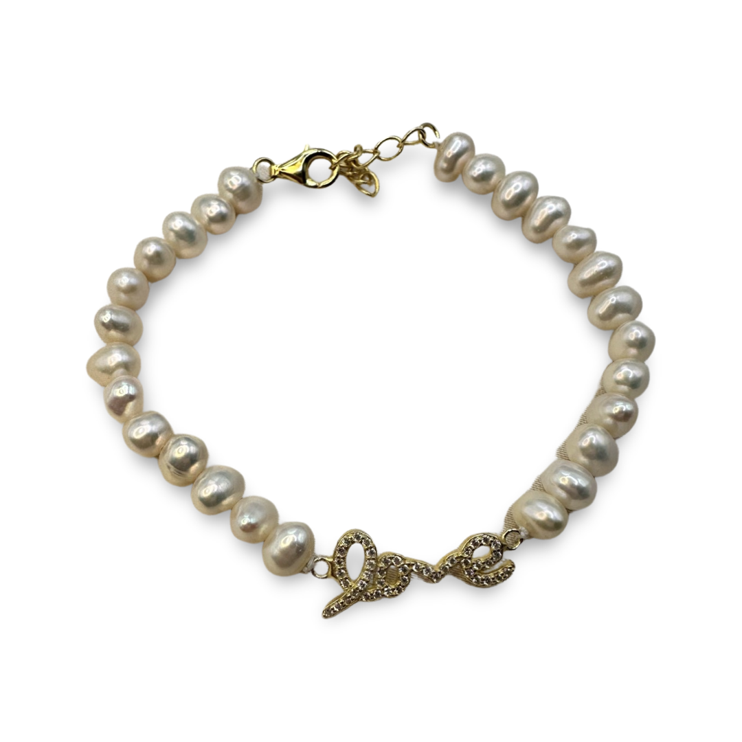 Pearl Love Charm Bracelet