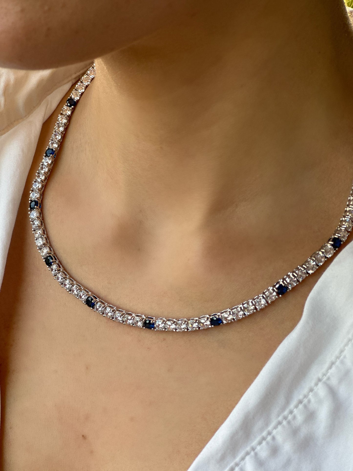 Multi Zaphire Tennis Necklace