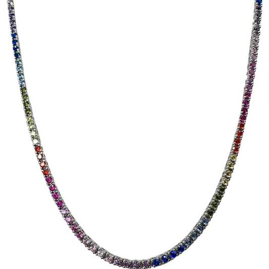 Mens Rainbow Tennis Necklace