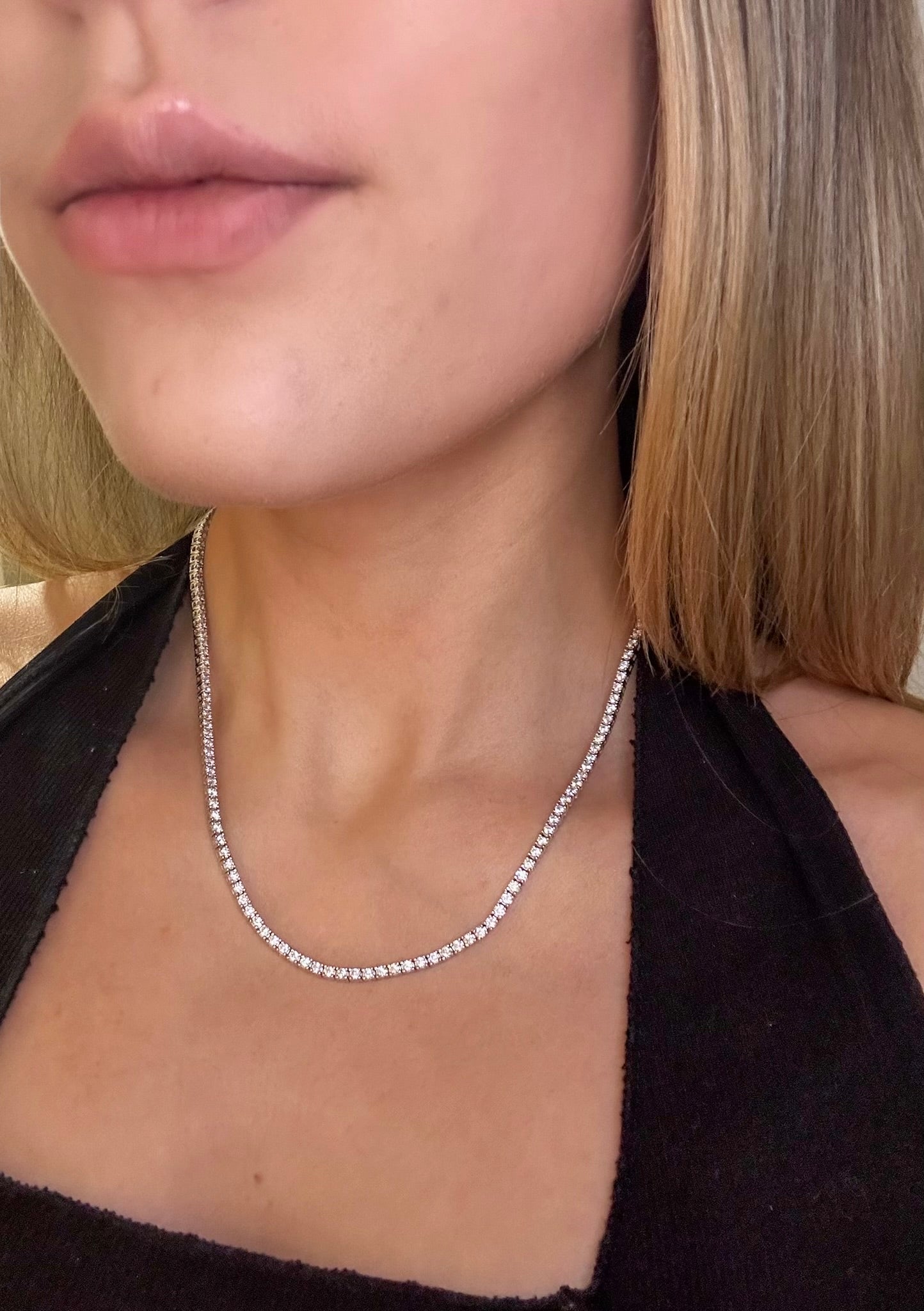 Classic Silver Tennis Necklace